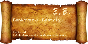 Benkovszky Beatrix névjegykártya